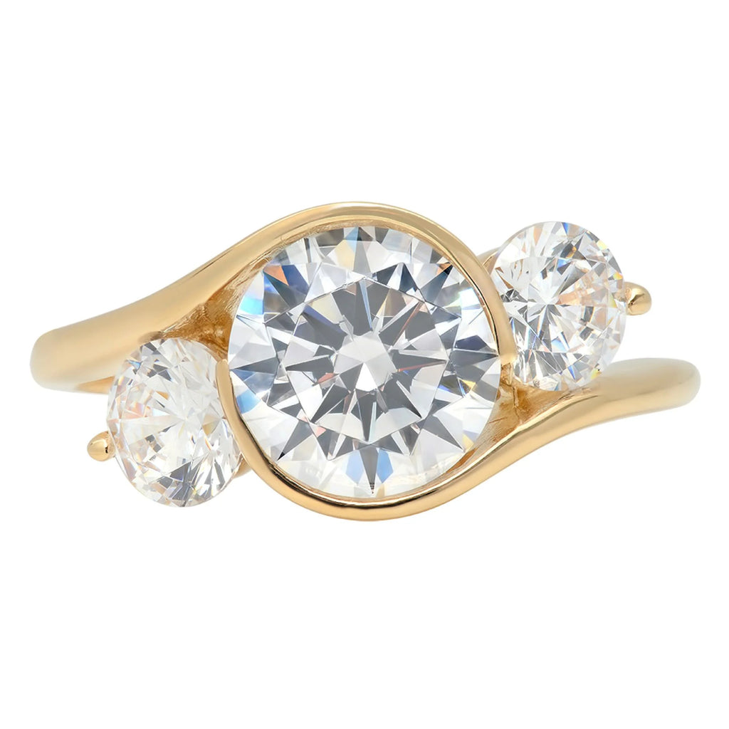 14K Yellow Gold Three-Stone Diamond Engagement Ring W254