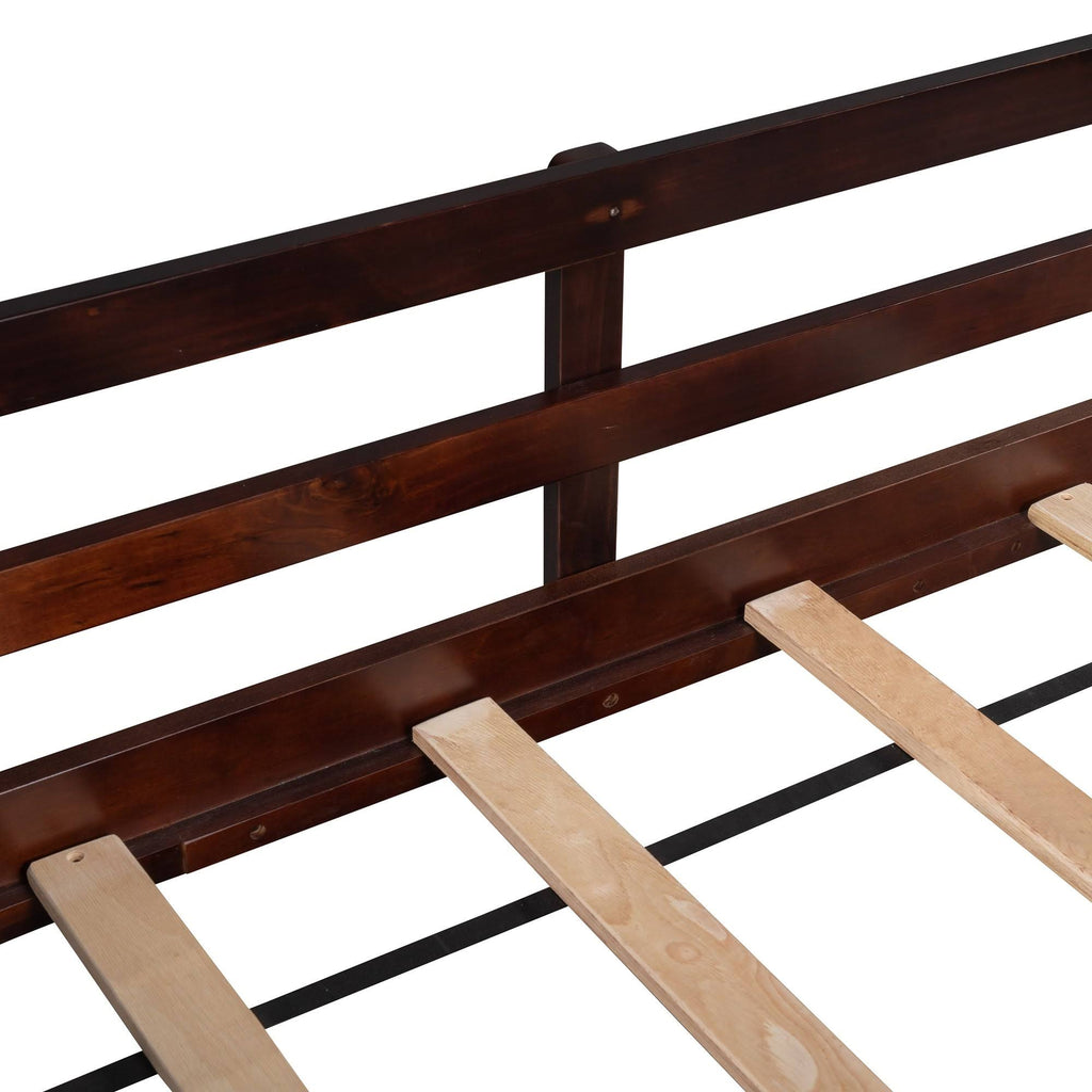 Espresso Pine Wood Twin Loft Bed with 2 Storage Boxes S642837