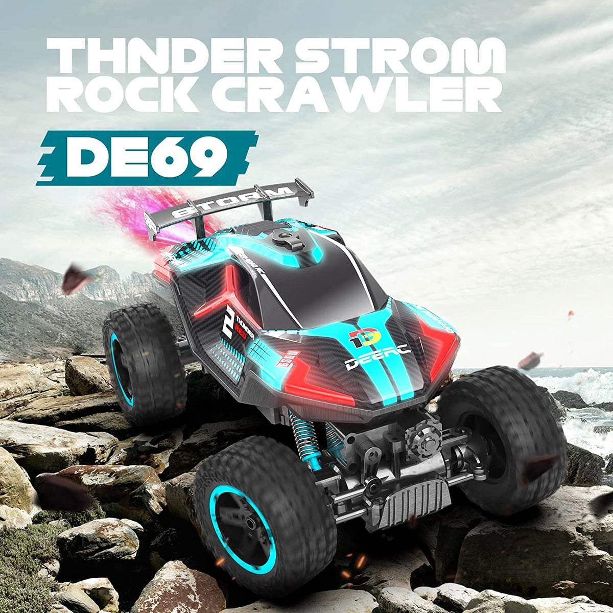 RC Car Truck with Spray and Light, 4WD Rock Crawler I98822