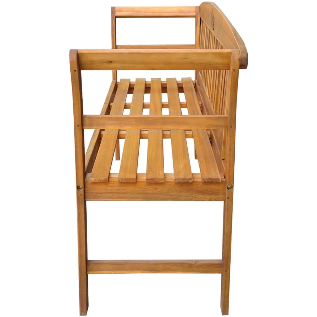 61.8 Inches Acacia Wood Garden Bench with Backrest and Curved Armrest G528113