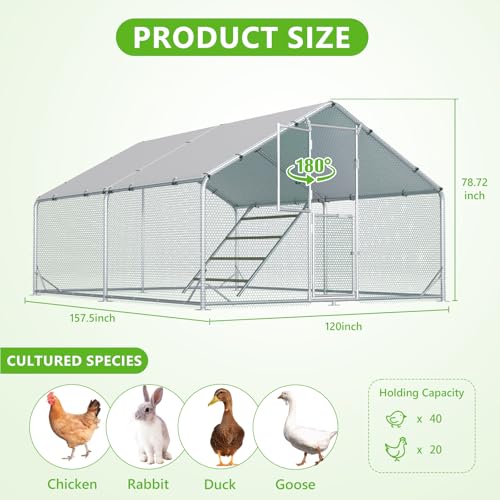 Large Metal Chicken Coop with Anti-UV Cover M394