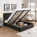 Upholstered Platform Bed with Underneath Storage Queen Size Gray Y62295