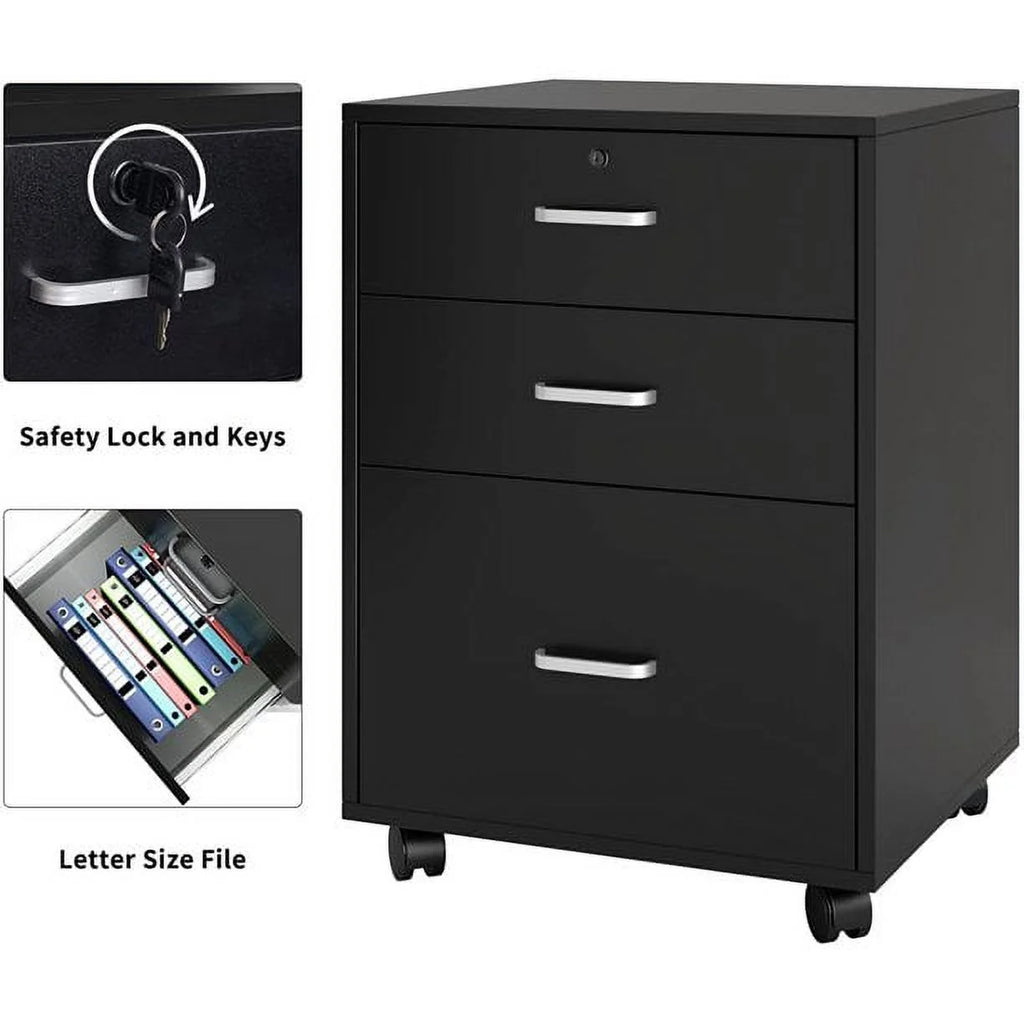 Wooden 3 Drawer Filing Cabinet J441