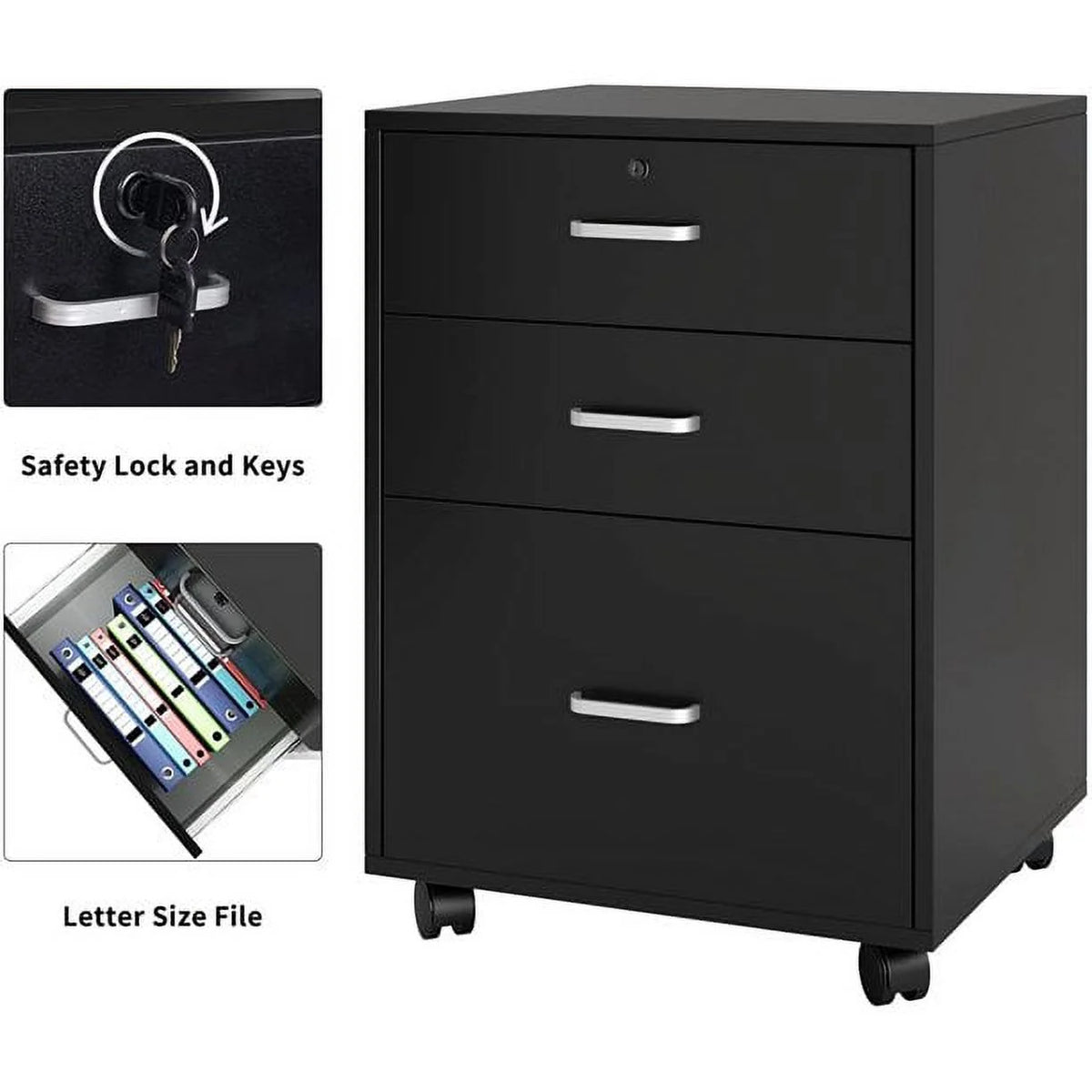 Wooden 3 Drawer Filing Cabinet J441