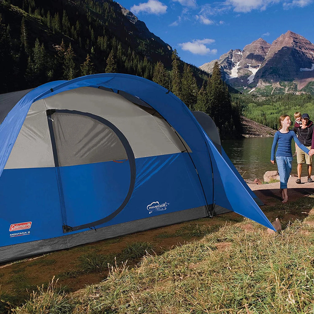 8 Person Cabin Camping Tent with Hinged Door, Blue O12484