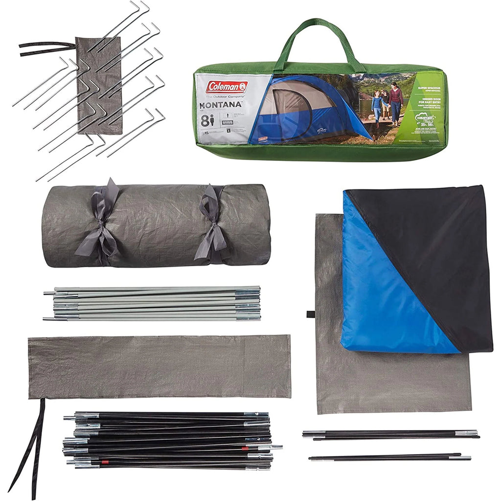 8 Person Cabin Camping Tent with Hinged Door, Blue O12484