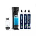 Matt Black Sparkling Water & Soda Maker Machine with 3 CO2 Cartridge, 1L & 0.5L Bottles T1288