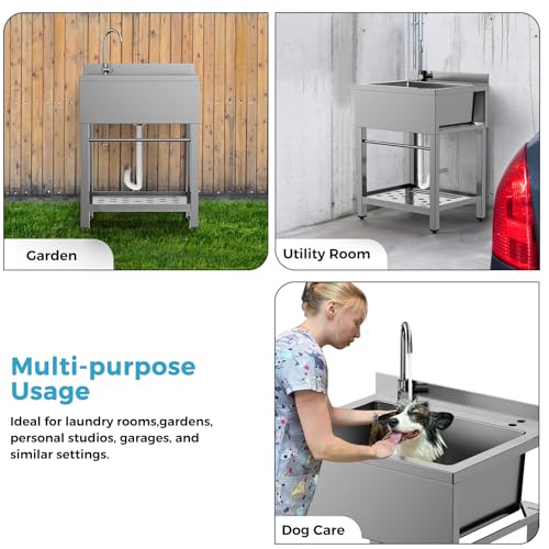Free Standing Single Bowl Stainless Steel Utility Sink S96939