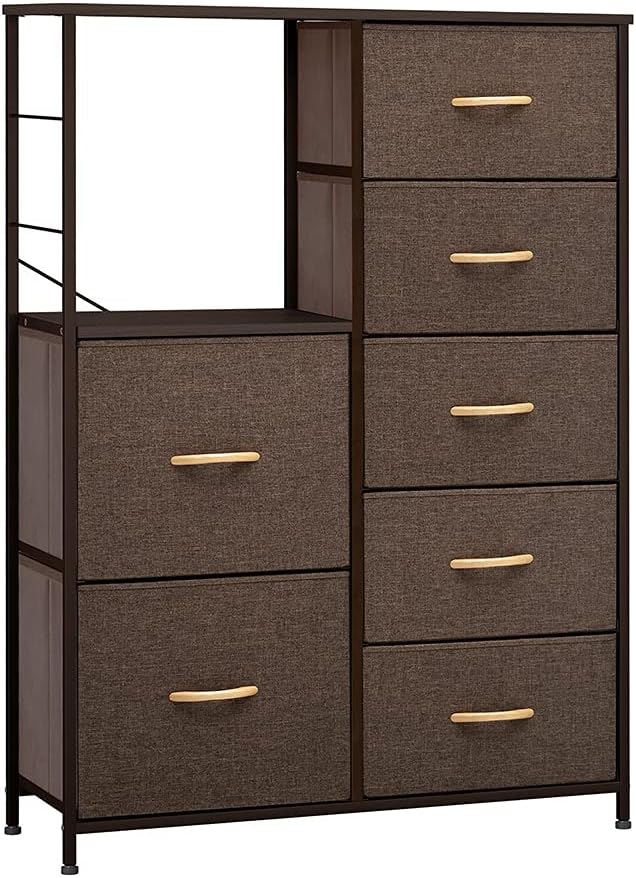 Gray 7 Drawer Fabric Storage Tower A3164