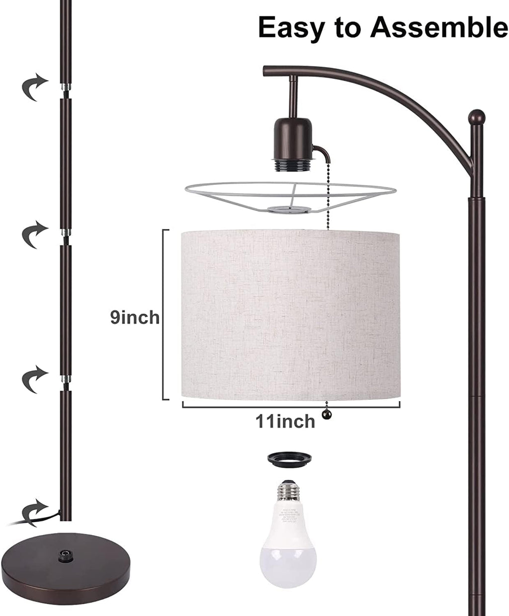 Brown Arc Floor Lamp with LED Bulb S65884