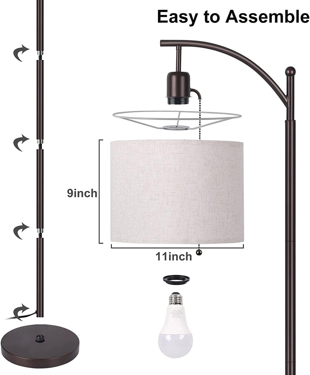 Brown Arc Floor Lamp with LED Bulb S65884