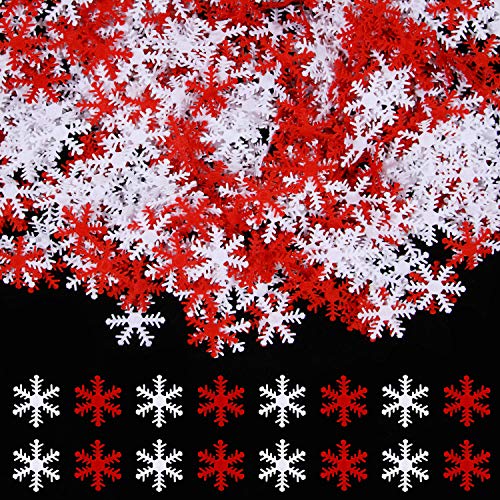 500 Pieces White and Red Non-Woven Snowflakes Table Confetti V17903