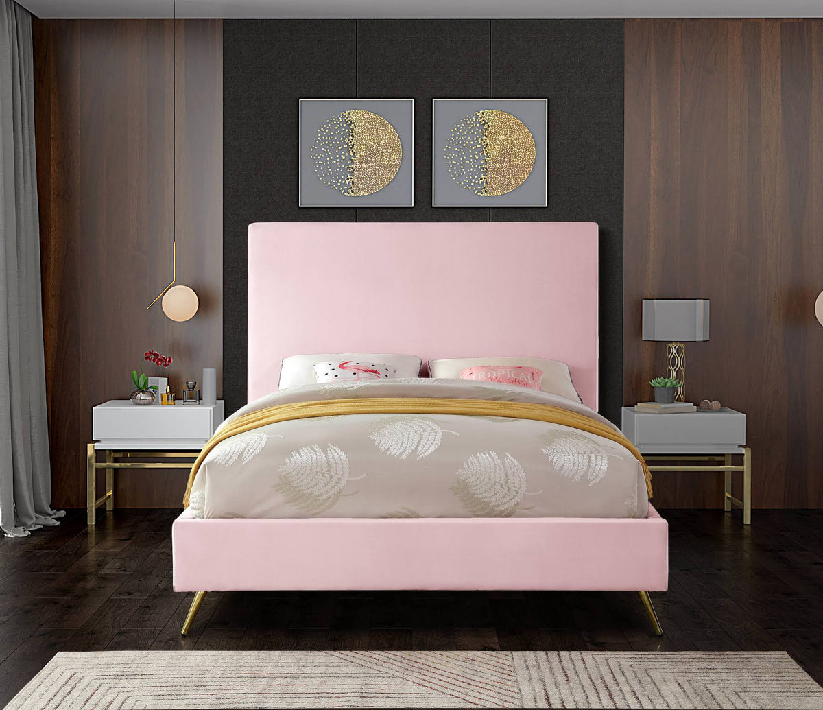 Pink Velvet Full Bed S7644