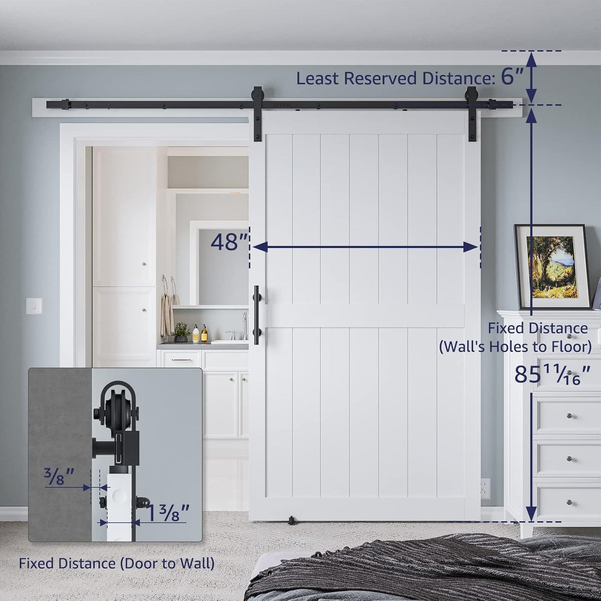 White MDF Sliding Barn Door with Hardware Kit L622640