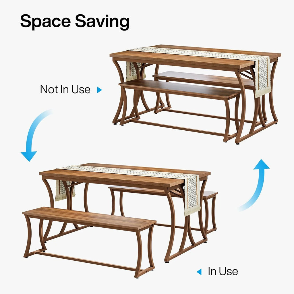 51-Inch Dining Table Set with 2 Benches & Table Runner B70899