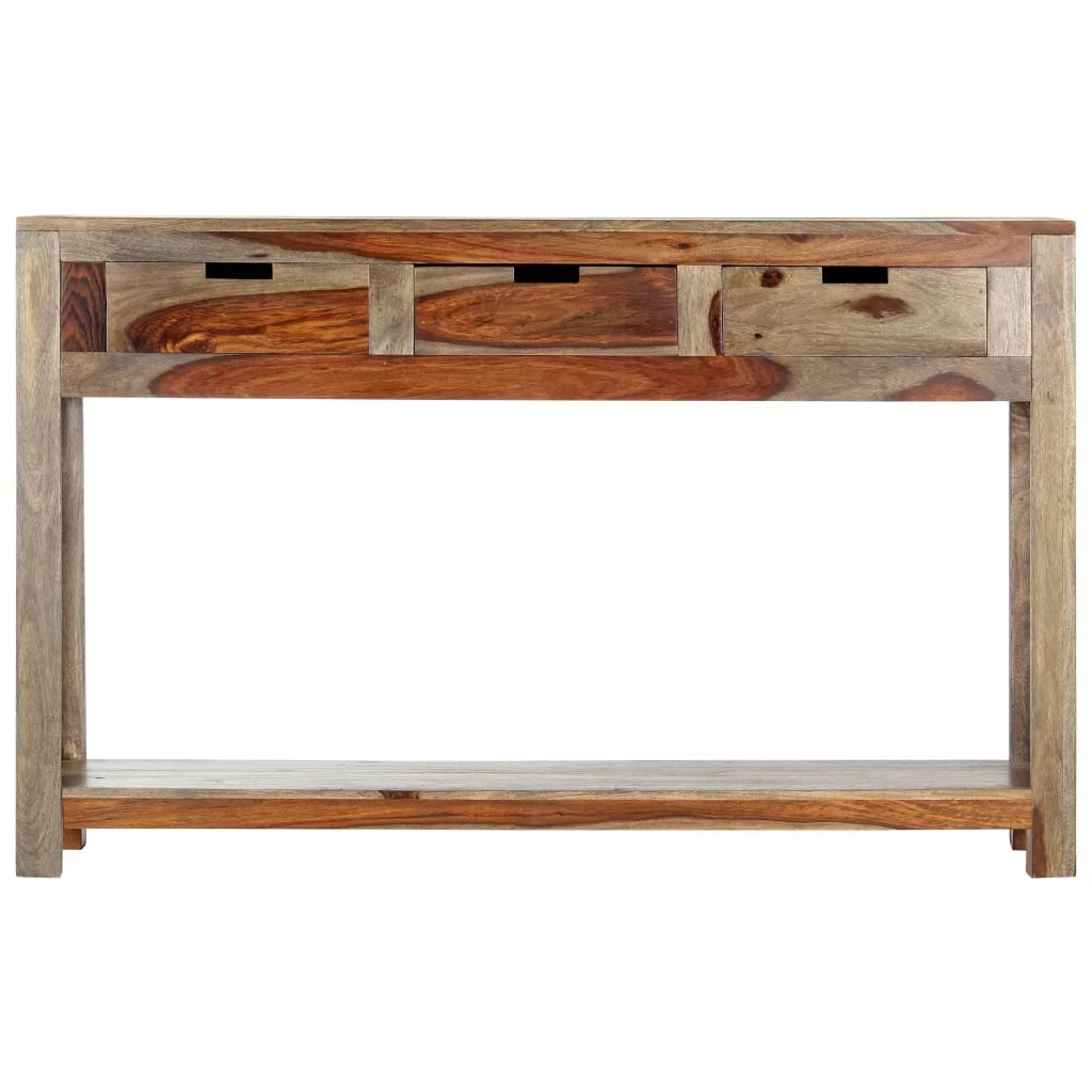 Solid Sheesham Wood Console Table with 3 Drawers F479676