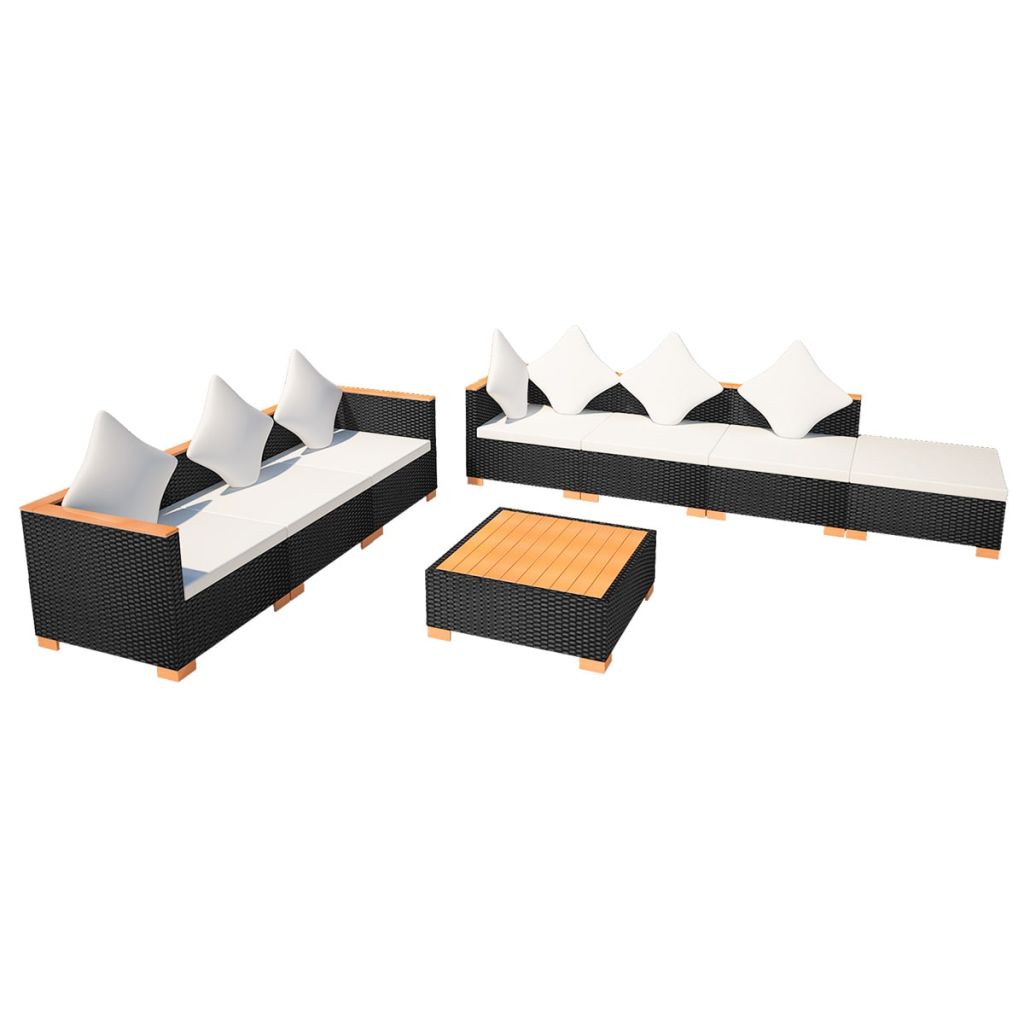 8 Piece Outdoor Poly Rattan Sectional Sofa Set with Ottoman and Coffee Table S788