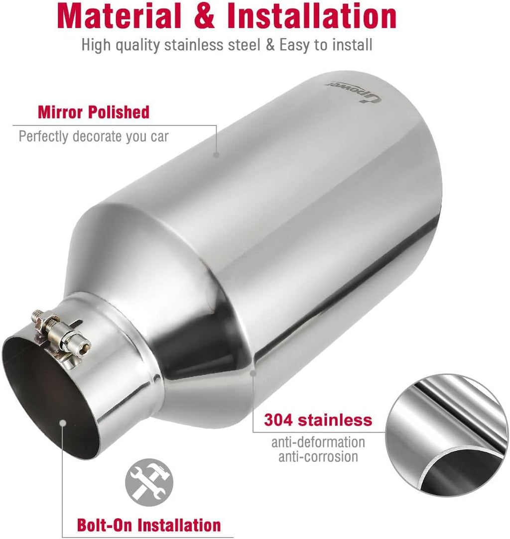 4 inch Inlet 8 inch Outlet Stainless Steel Exhaust Tip 15" Long Pack of 2 V636868