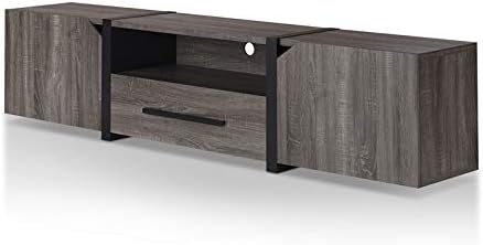 Rustic Wood 81.5-Inch TV Stand in Distressed Gray L795