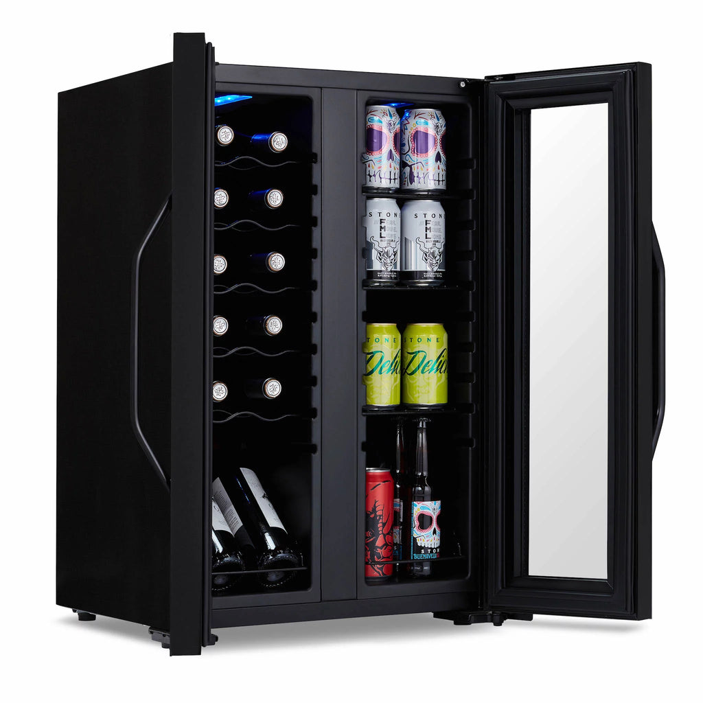 12 Bottle & 39 Can Dual Temperature Zones Wine Cooler Refrigerator K2398