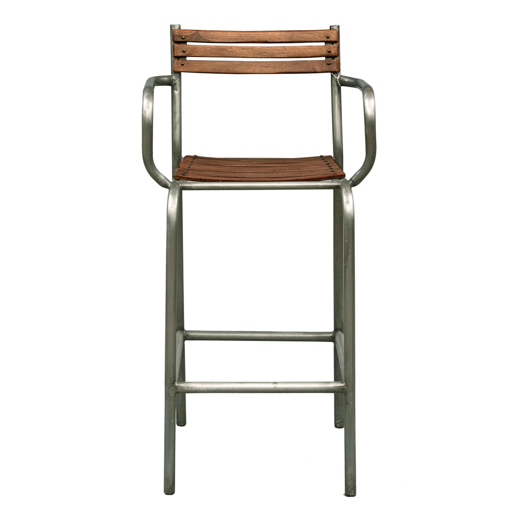Brown Wood and Metal Frame Bar Stool C8874