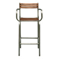 Brown Wood and Metal Frame Bar Stool C8874