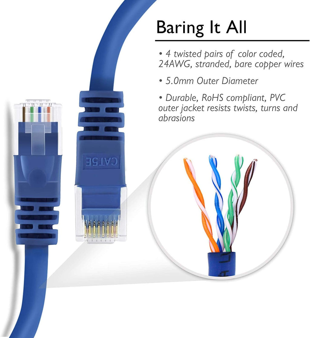 Cat5e Ethernet Patch Cable 1 Foot Blue T734084