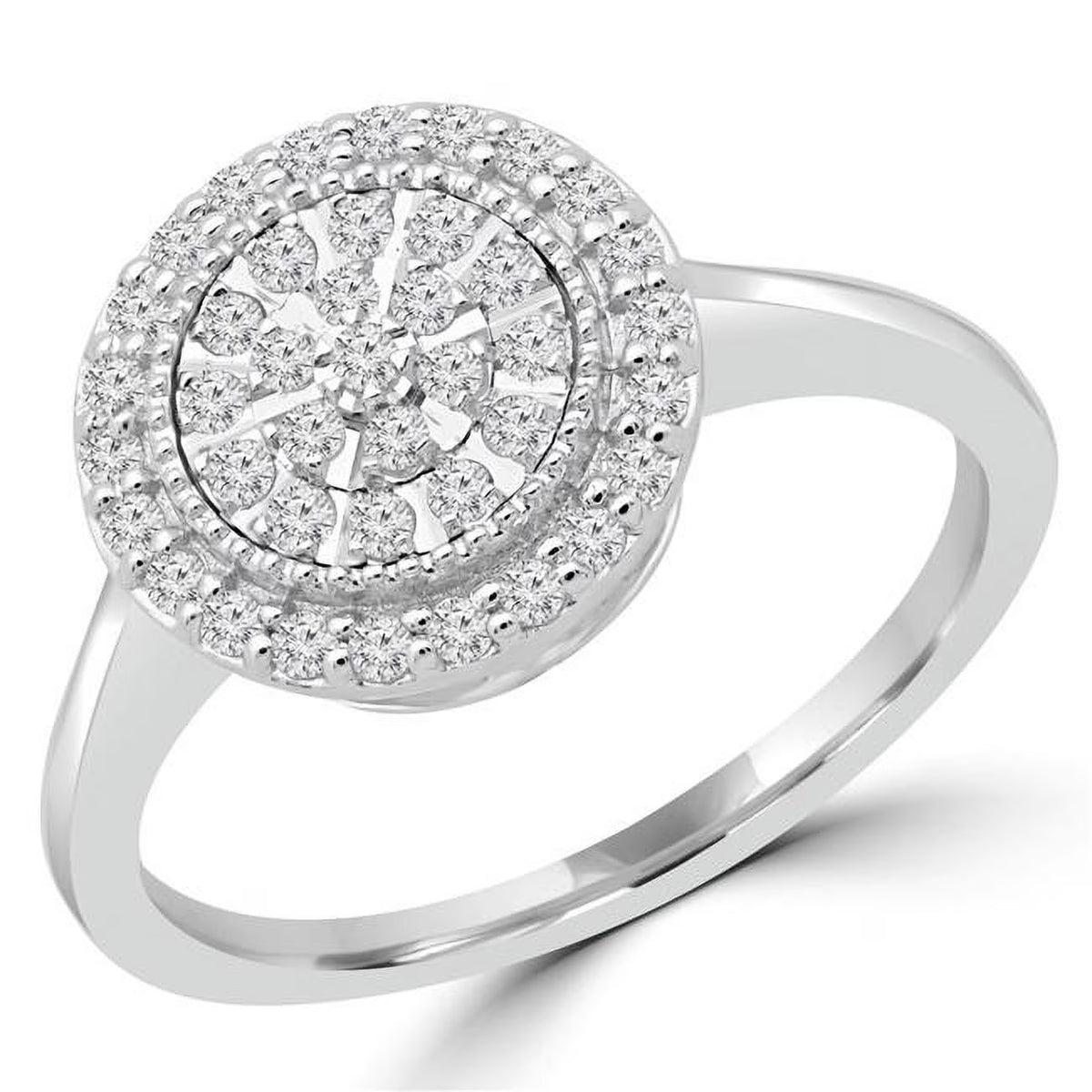 0.25 CTW Round Diamond Halo Cluster Engagement Ring in 10K White Gold D64351