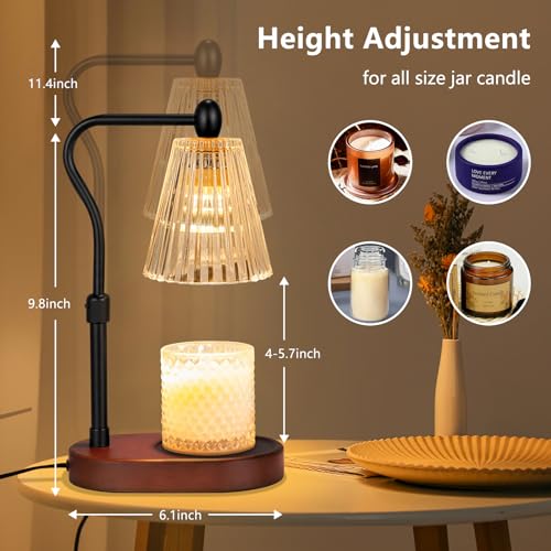 Candle Warmer Lamp with Timer and Dimmer Adjustable Height Electric Wax Melt Warmer with 2 Bulbs Q622