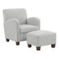 Chair & Ottoman Herringbone Smoke Gray Fabric with Medium Espresso Legs V4599