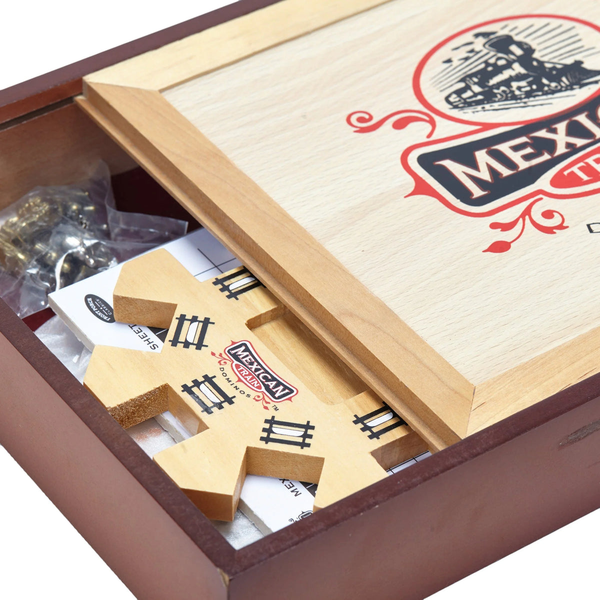 Mexican Train Domino Set in Wooden Collector Box B521307