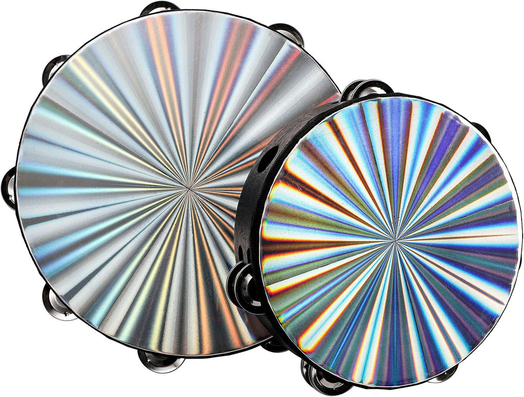 2 Pack 8/10 Inch Wood Tambourine with Double Row Jingles O620125