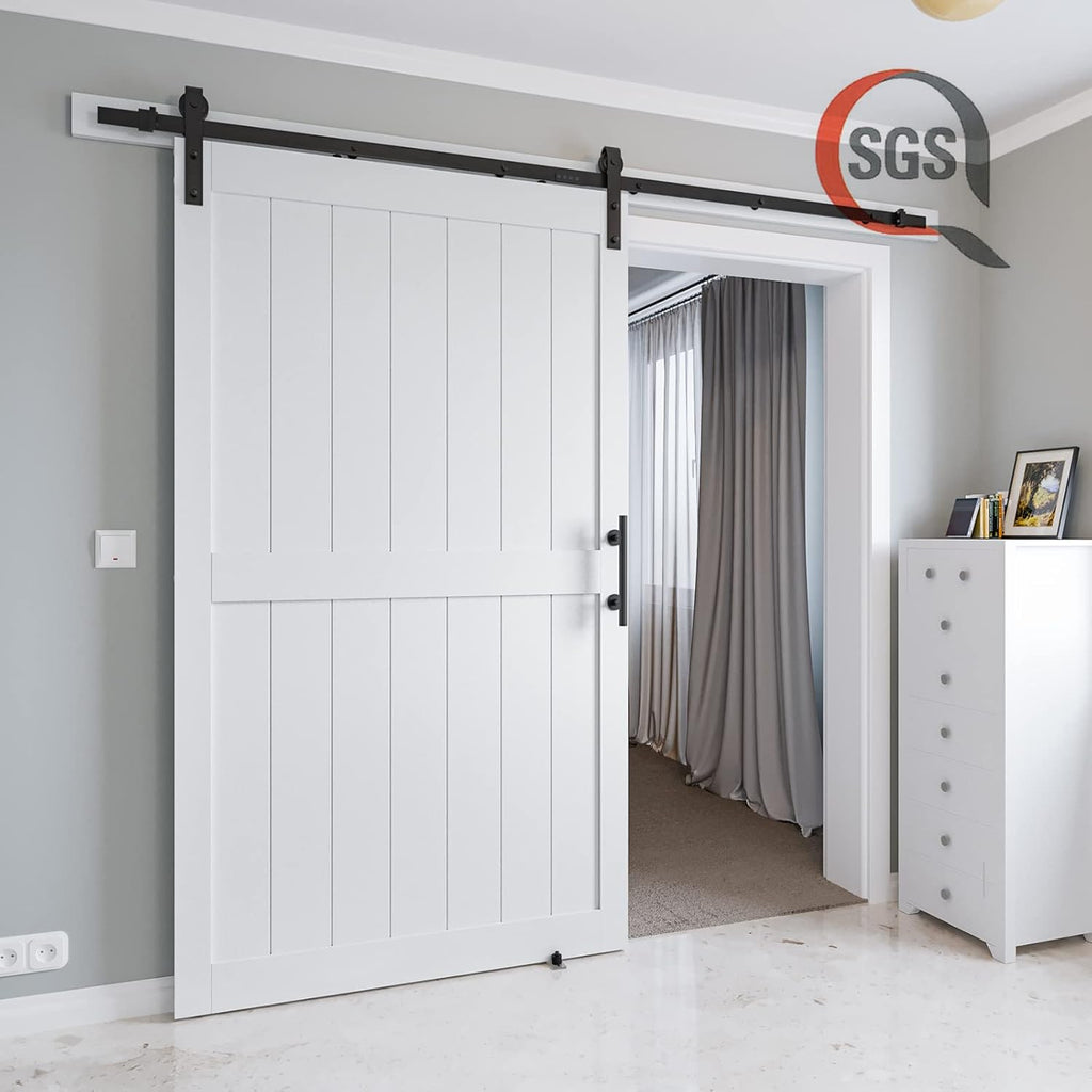 White MDF Sliding Barn Door with Hardware Kit L622640