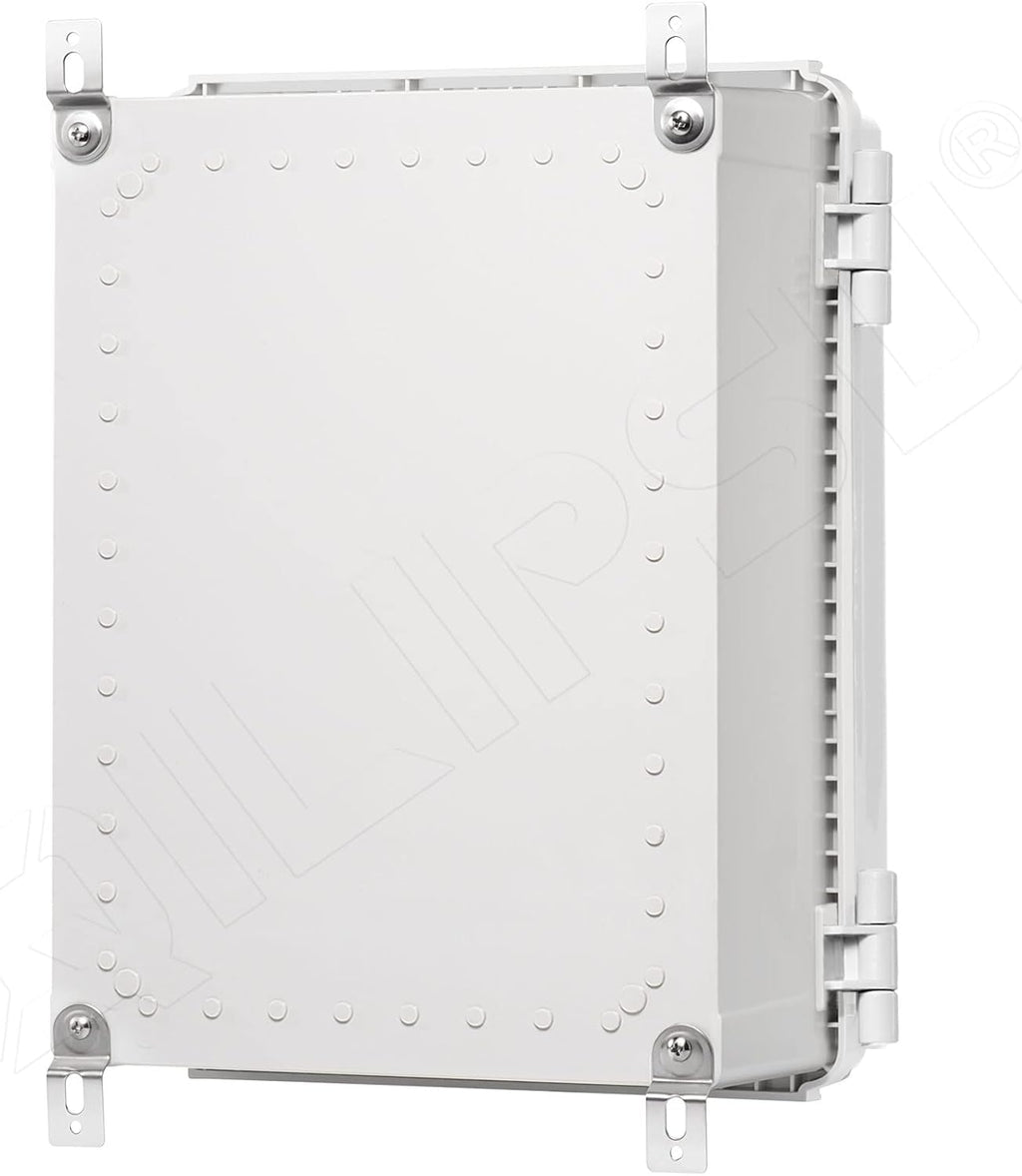 Hinged Cover Stainless Steel Latch Junction Box with Mounting Plate, ABS Plastic IP67 Waterproof Grey K3958