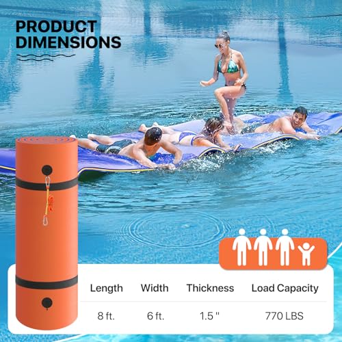 7 x 3 Ft Floating Water Mat XPE Foam Orange L90334