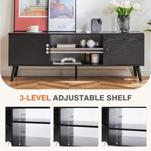Black TV Stand with Storage T782