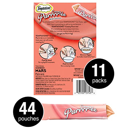 Squeezable Wet Cat Treats with Salmon, 0.42 oz, 44 Count B1526