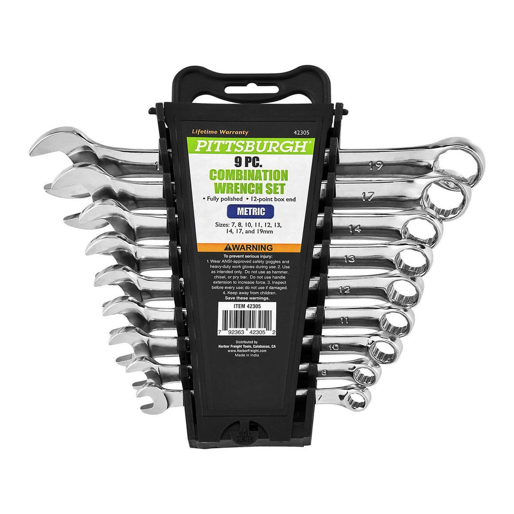 Fully Polished Metric Combination Wrench Set, 9 Piece W6660