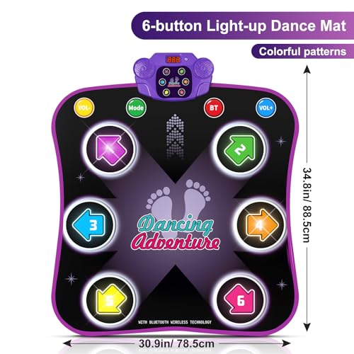 Electronic Dance Mat with Light-up 6-Button Wireless Bluetooth S453732