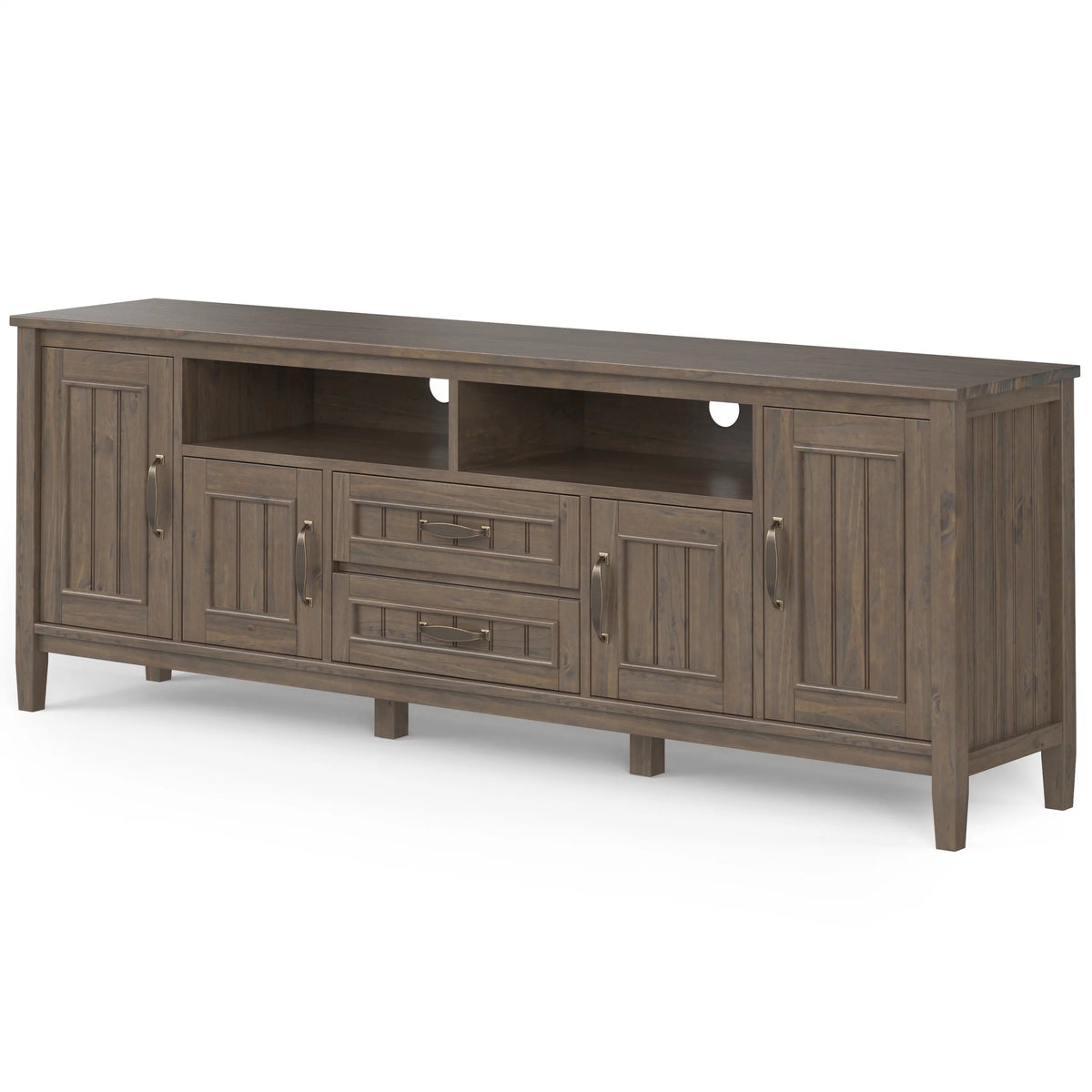 72 inch Wide Solid Wood Contemporary TV Media Stand in Smoky Brown Q384