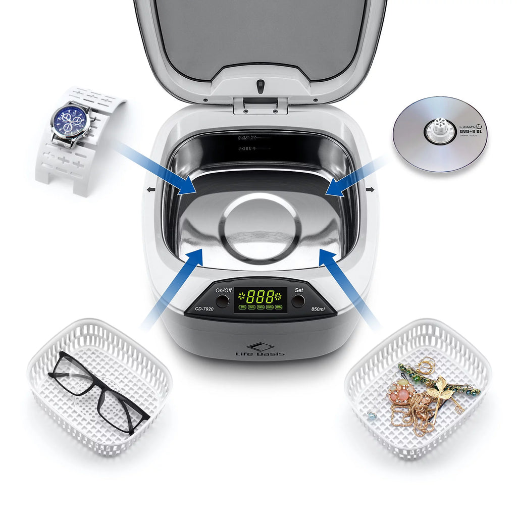 850ml Ultrasonic Jewelry Cleaner with 5 Digital Timer J6776