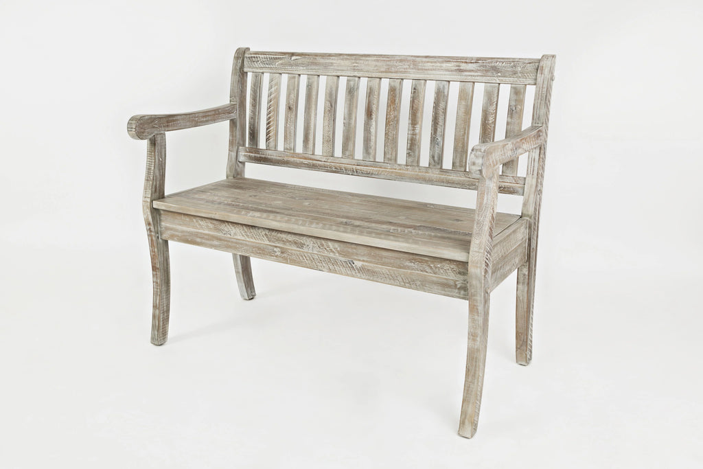 Rustic Distressed Acacia Storage Bench O414018