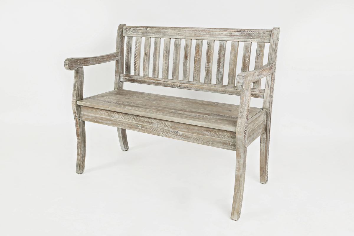 Rustic Distressed Acacia Storage Bench O414018