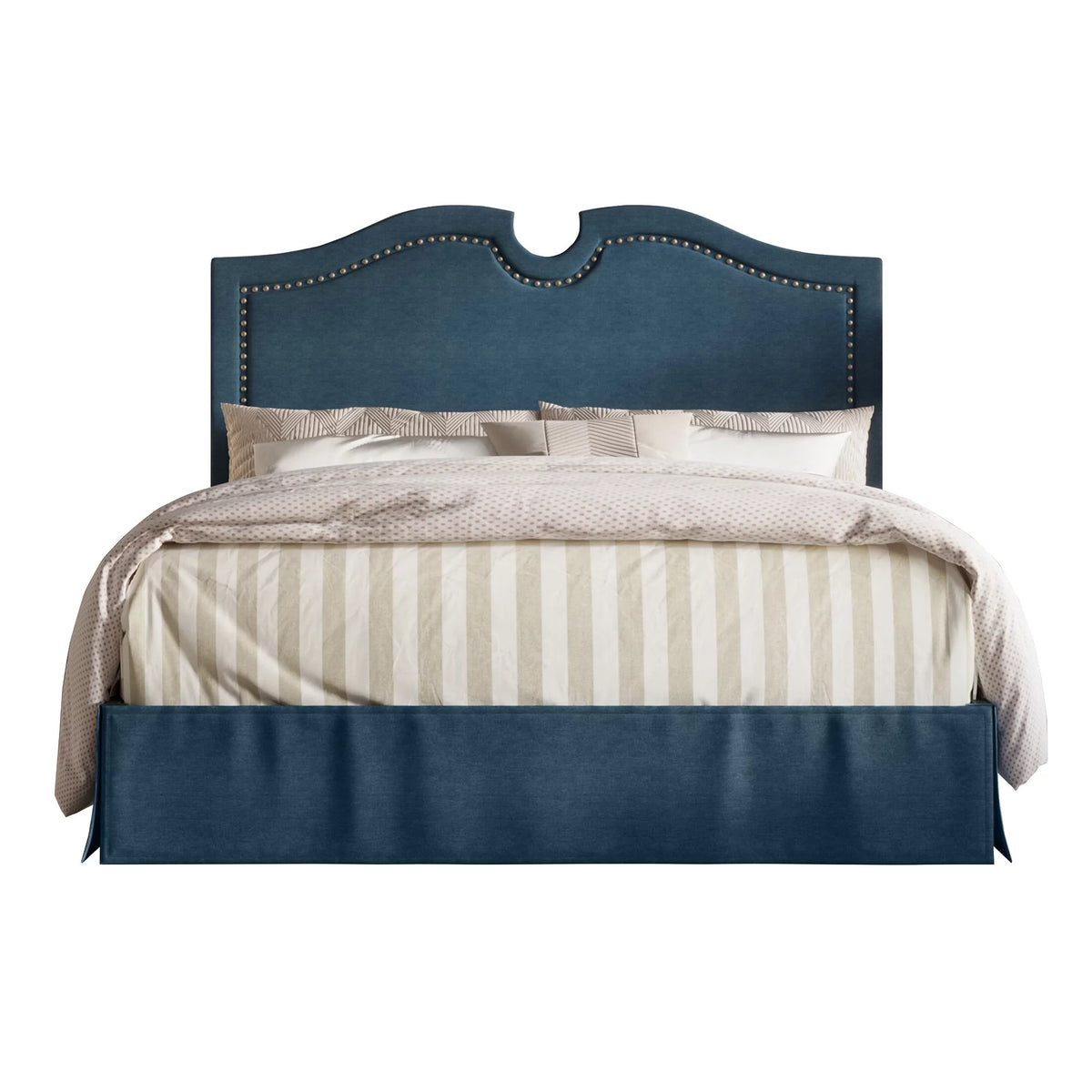 Blue King Linen Upholstered Bed R565