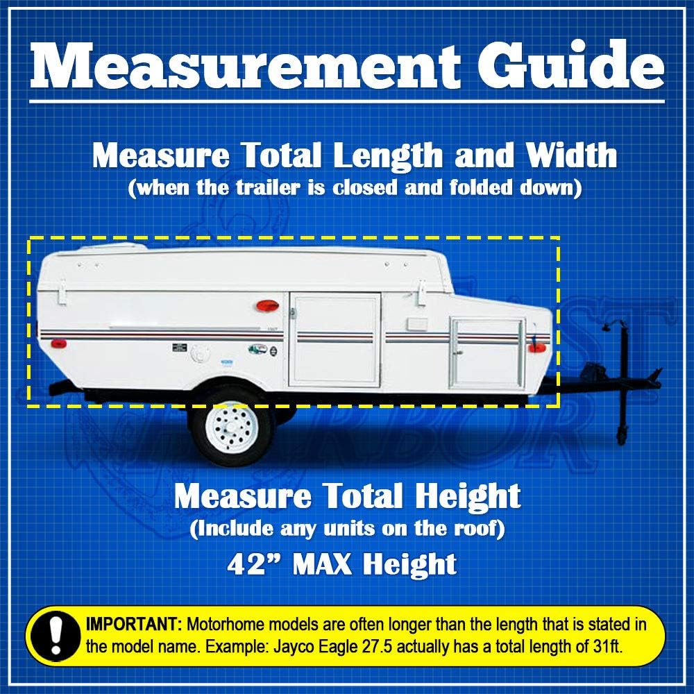 Waterproof Folding Camping Travel Trailer Storage Cover, 300D Polyester, Fits Length 16'-18', Gray Y5489