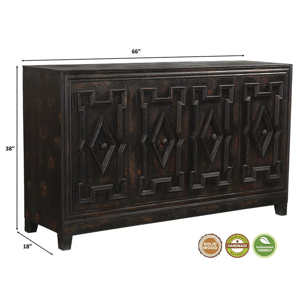 Black 4-door Solid Wood Sideboard I63183