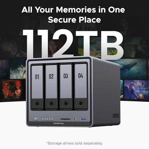4-Bay Desktop NAS, 8GB DDR5 RAM, 128G SSD, Network Attached Storage (Diskless) Y254