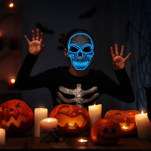 Halloween LED Skull Mask with Light Up Gloves M451485