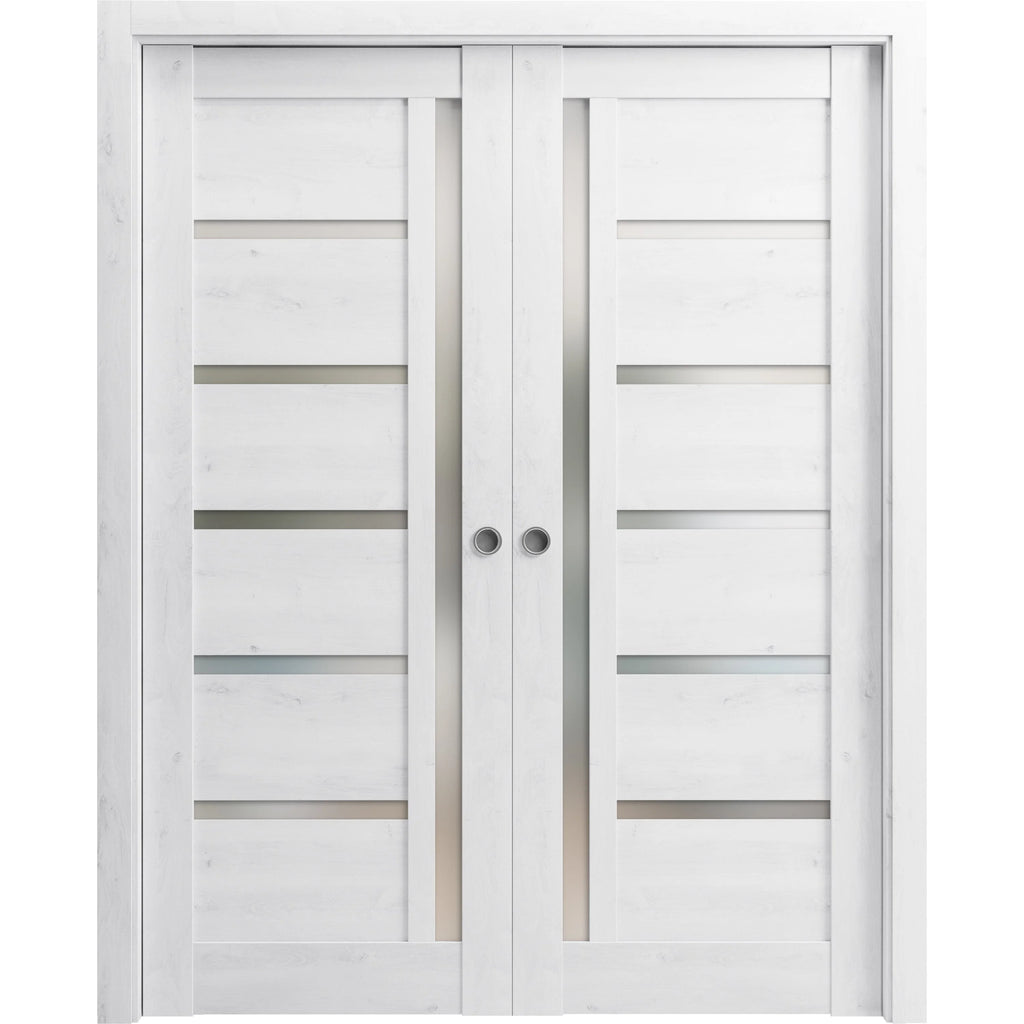 Sliding French Double Pocket Doors 84 x 84 inches Solid Wood Interior Doors T264