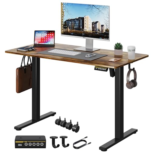 Adjustable Height Electric Standing Desk with Lockable Wheels D470035